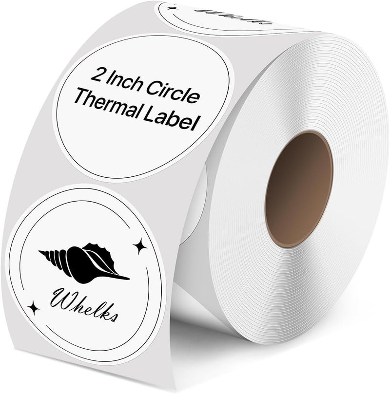 iEager 2 Inch Round Thermal Labels, Circle Thermal Printer Stickers, Durable Circular Label Printer Sticker for Business, Logo, Gift, 500 Labels/Roll, White - Image 1